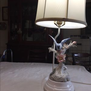Vintage Porcelain "Bluebird and Bough" Lamp